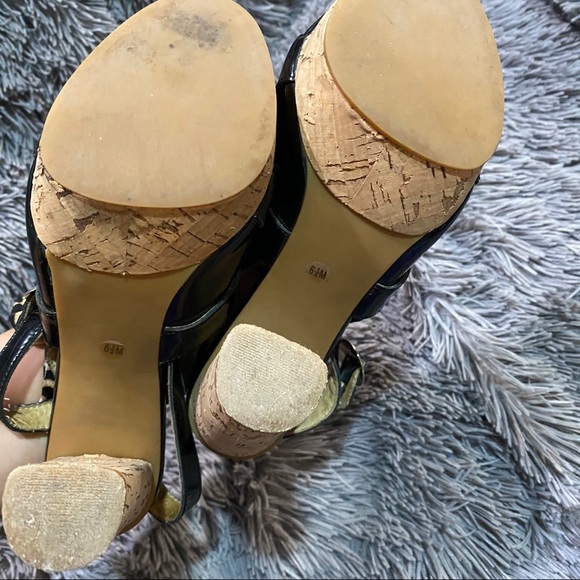 Black Michael Kors Cork Heel Open Toe - Picture 5 of 6